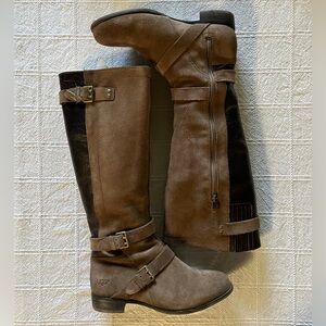 UGG Beige Suede Buckle Cydnee Riding Boots